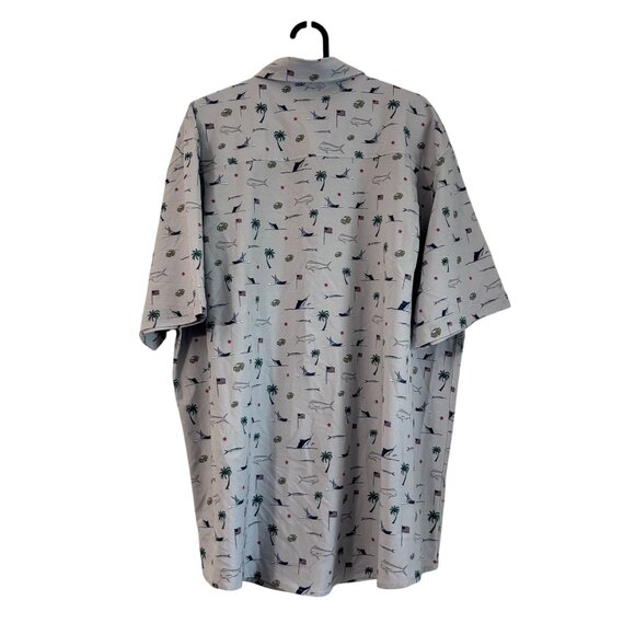 Huk Fishing Beer Boat Marlin Flag Palm Tree Print Performance Shirt Mens XL - Picture 5 of 6